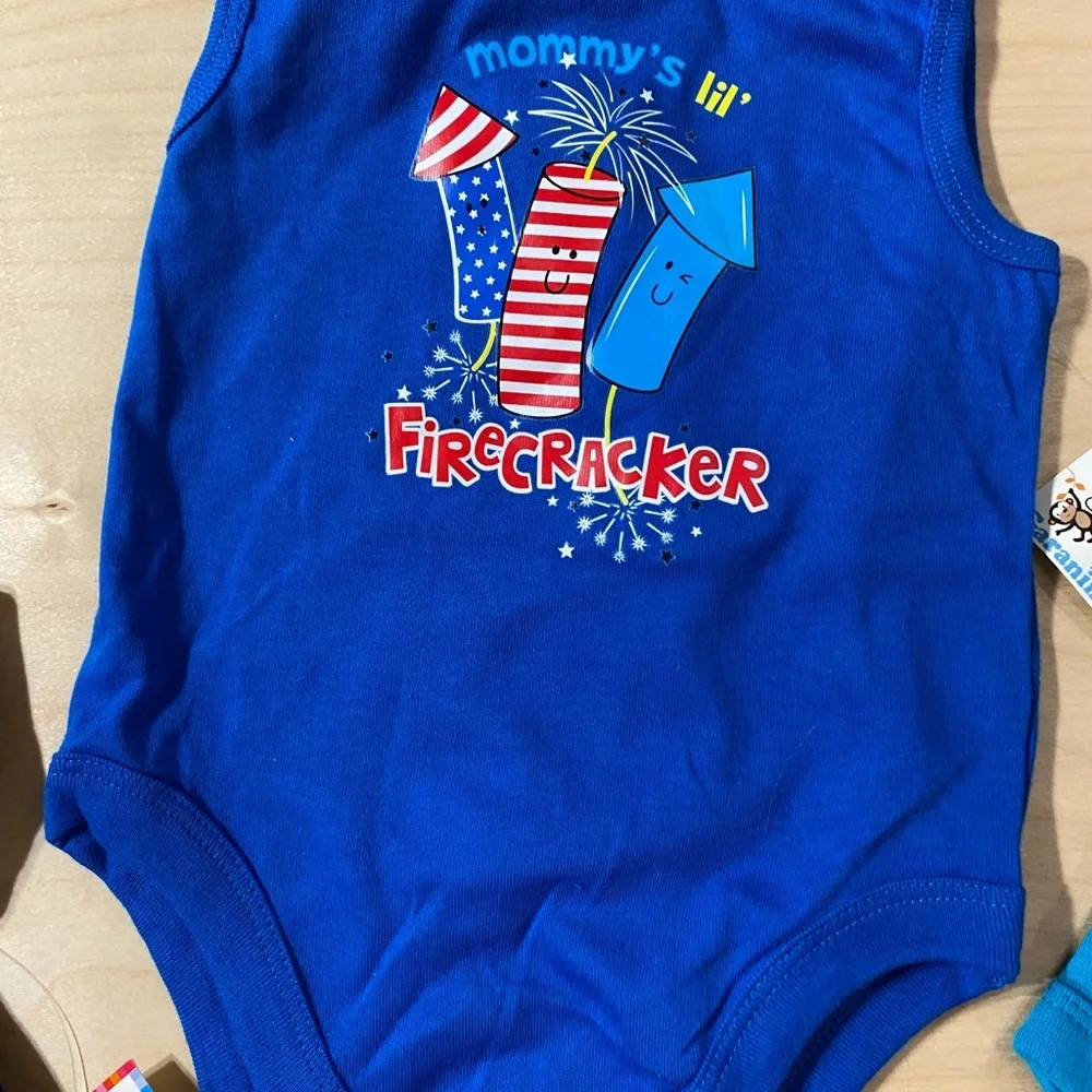 Garanimals Blue and Teal Bodysuit Trio 3-6 M (OQ)